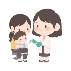 Illustration of Pediatrician Giving Child Vaccine