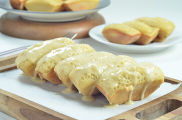 Original melted pancong cake, a traditional Indonesian snack