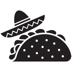 Iconic mexican taco adorned with a traditional sombrero hat for festive food promotions