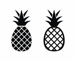 Obraz premium Pineapple icon vector silhouette illustration isolated on white background