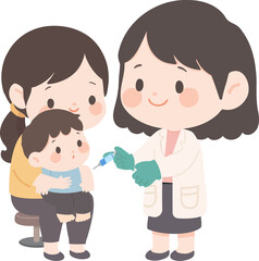 Illustration of Pediatrician Giving Child Vaccine
