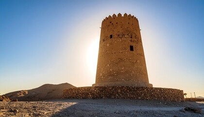 Historical architecture and old Al-Dhait fort, Ras Al Khaimah emirates, in UAE