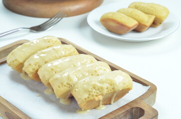 Original melted pancong cake, a traditional Indonesian snack
