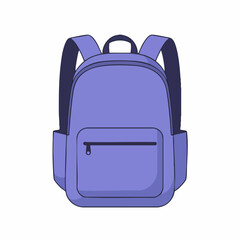 Simple Purple Backpack with Front Pocket and Shoulder Straps.