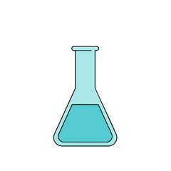Simple Laboratory Flask with Blue Liquid, Scientific Experiment Illustration.