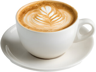 라떼 아트가 담긴 플랫 화이트 커피 컵