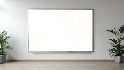 Blank Display Mockup: Blank whiteboard in the office