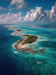 Obraz premium Kiribati Youth Day Aerial View of Coral Atoll Premium Authentic Summer Island Nature for Sustainable Ecotourism Marketing and Tropical Holiday Campaigns
