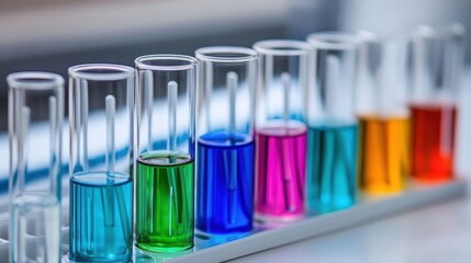 Colorful Liquid in Test Tubes for Science Experiment