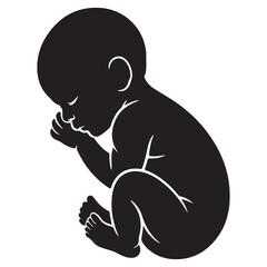Silhouette of a newborn baby curled up in a fetal position symbolizing new life and beginnings