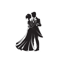 Elegant silhouette of a couple dancing gracefully at a formal event