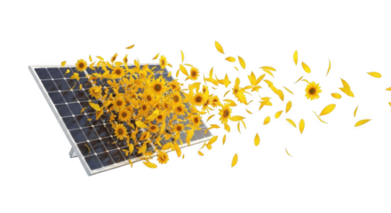 Sun Powered Solar Panel PNG Blossoming Sunflowers Energy Efficiency