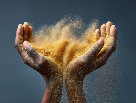 National Day Of Prayer Reflection And Thanksgiving In Montserrat Hands with Golden Dust Premium Spiritual Wellness Concept for Autumn Holiday Marketing Campaigns