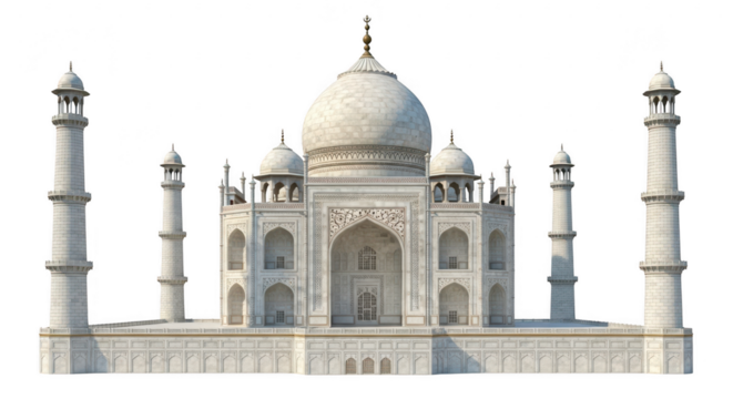 Taj mahal famous indian landmark isolated on transparent background