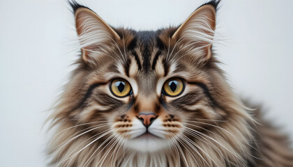 Obraz premium Fluffy Long-Haired Cat Close-Up – Intense Blue Eyes