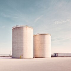 Modern Industrial Storage Silos with Security Barriers Premium High-Quality Infrastructure for Corporate Logistics and Safe Repository Management