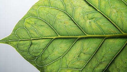 leaf veins in macro view, light background 