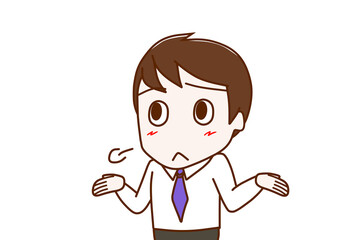 （上半身斜め）呆れてあららとため息をつく男性