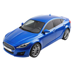 Obraz premium blue car Isolated on Transparent white background, clipping path 