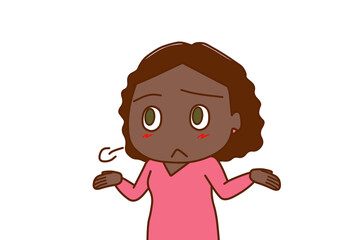 （上半身斜め）呆れてあららとため息をつくアフリカ系女性