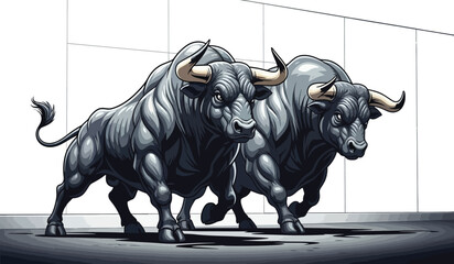 vector, illustration, bull on the road, rodeo, design, 