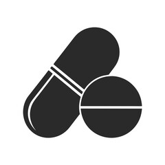 Painkiller pills icon vector silhouette illustration isolated on white background