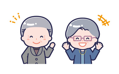 私服のシニア／2人組／男女 02