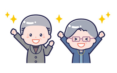 私服のシニア／2人組／男女 03