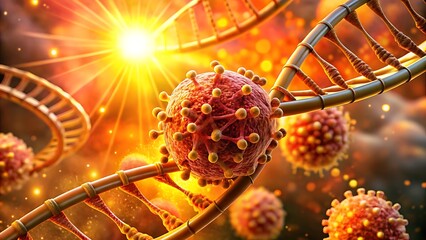 Viral Infection and DNA Strand with Bright Light in the Background