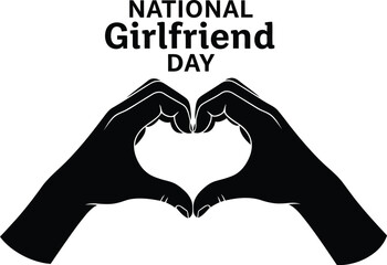 Fototapeta premium National girlfriend day illustration with hands forming a heart shape, symbolizing love, friendship, and romantic relationships