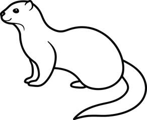Line art illustration of a weasel or ferret on a white background animal mammal