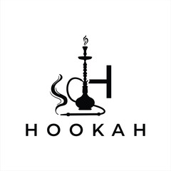 Elegant Hookah Lounge Logo Design with Bold Typography and Hookah Silhouette for Premium Branding