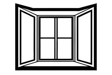 line art Open window vector silhouette illustration isolated on white background