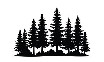 Obraz premium Fir trees silhouette, Pine trees silhouette vector