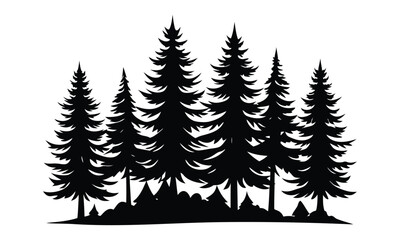 Obraz premium Fir trees silhouette, Pine trees silhouette vector