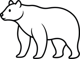 Line art illustration of a bear walking on a white background mammal animal