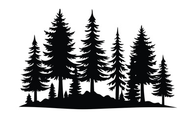 Obraz premium Fir trees silhouette, Pine trees silhouette vector