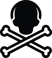 Black skull and crossbones symbol on white background danger warning 5
