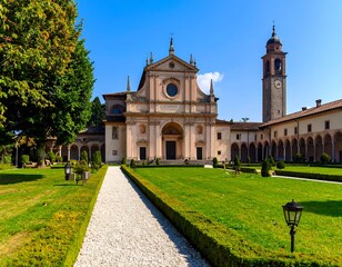 Fototapeta premium Formal garden meets historic church