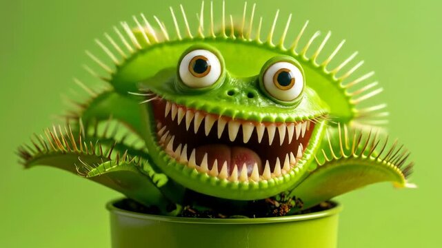 Cartoonish Venus Flytrap in a Pot