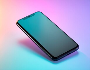 smart phone with blank screen mockup on colorful background
