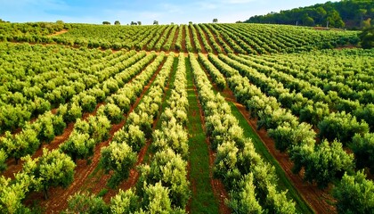 Vast olive grove, rows of trees