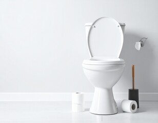 toilet bowl with toilet paper background mockup on white background 