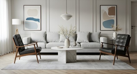 Modern Living Room Interior Design with Stylish Furniture and Art