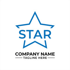 Modern Star Company Logo Design Concept Featuring a Star Outline with Text and a Tagline Below, Stylish and Simple