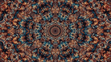 Hypnotic Psychedelic Mandala Pattern with Swirling Textures and Colors Abstract