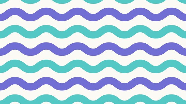 This is a seamless pattern featuring wavy teal and purple lines on a white background. The lines alternate in color and direction, creating a visually appealing and dynamic pattern