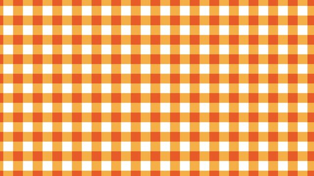 A seamless repeating pattern of orange and white gingham squares