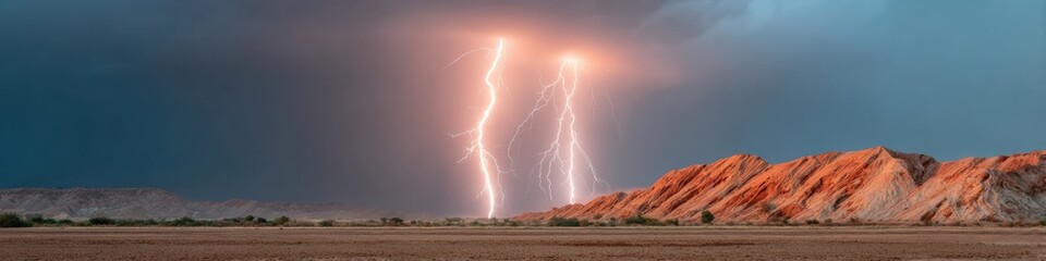 Professional High-Quality Severe Weather Storm Preparation with Lightning Strikes Over Power Lines Authentic Environmental Danger Content for Disaster Awareness Marketing
