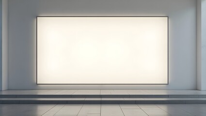 Exhibition Display Mockup: Blank Billboard in the Art Gallery